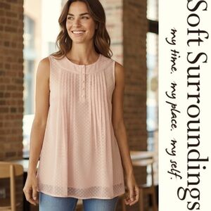 Soft Surroundings breezy chiffon sleeveless blouse soft pink